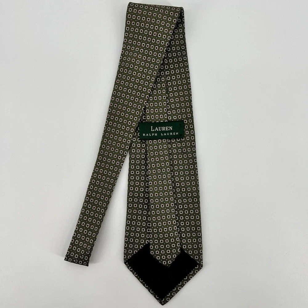 Lauren Ralph Lauren Men's Woven Silk Tie Green Necktie